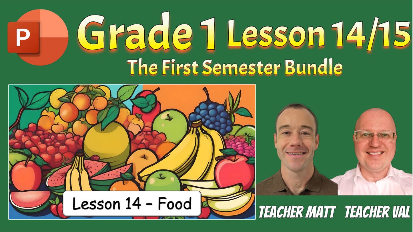 Grade 1 - Semester 1 - 15 PowerPoint Lessons BUNDLE! - ESL PowerPoints