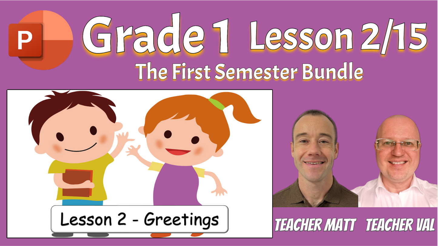 Grade 1 - Semester 1 - 15 PowerPoint Lessons BUNDLE! - ESL PowerPoints