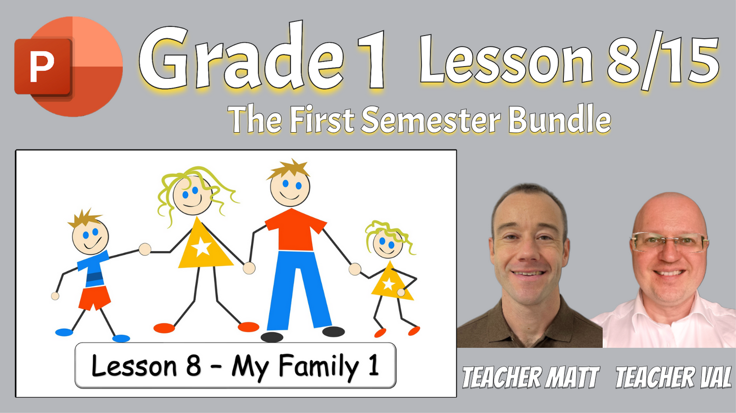 Grade 1 - Semester 1 - 15 PowerPoint Lessons BUNDLE! - ESL PowerPoints