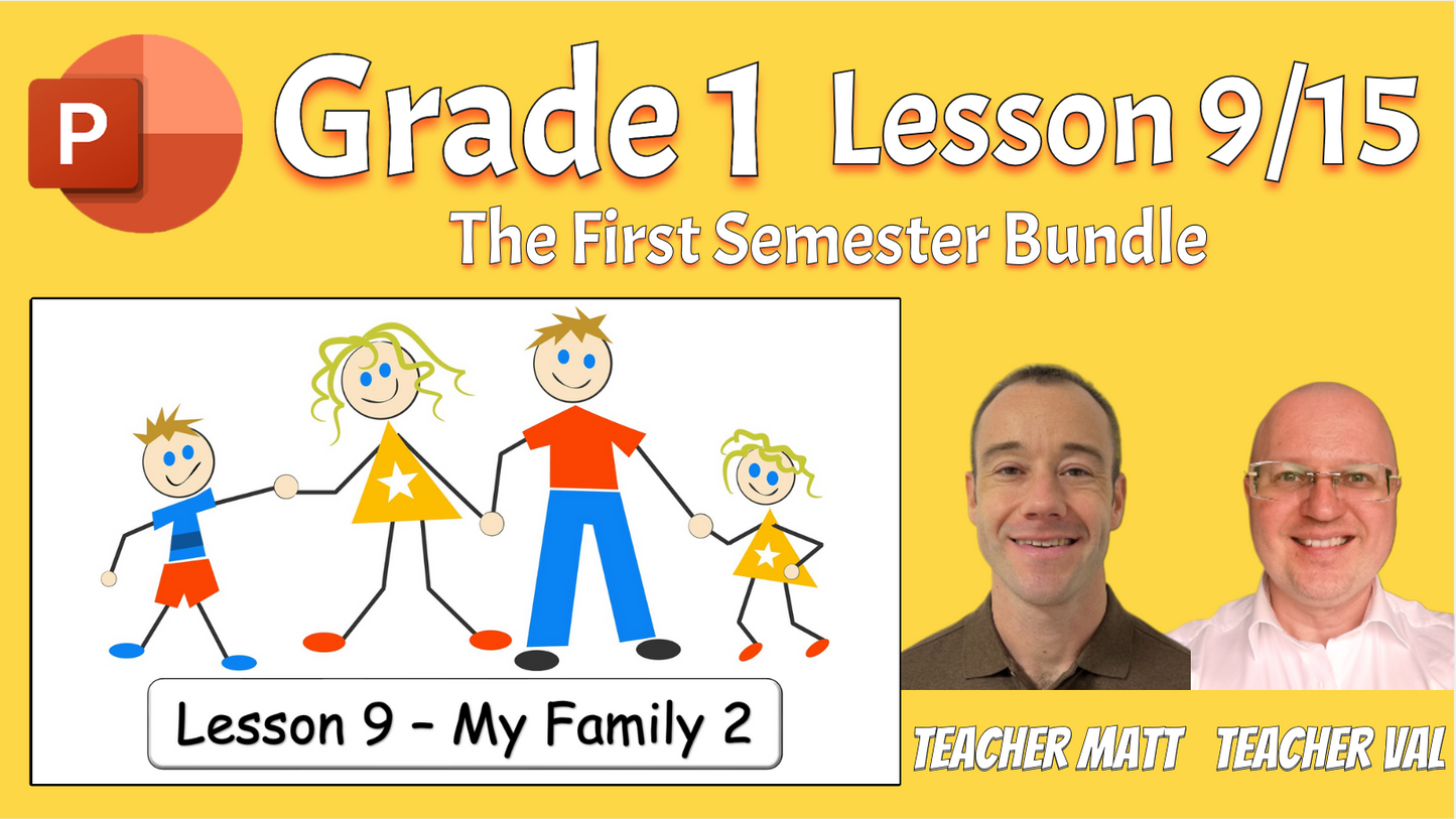 Grade 1 - Semester 1 - 15 PowerPoint Lessons BUNDLE! - ESL PowerPoints