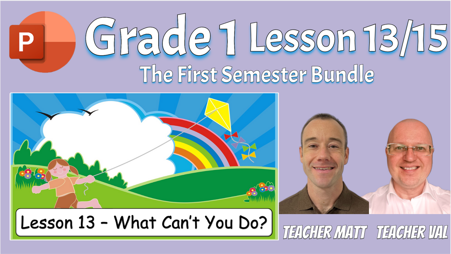 Grade 1 - Semester 1 - 15 PowerPoint Lessons BUNDLE! - ESL PowerPoints