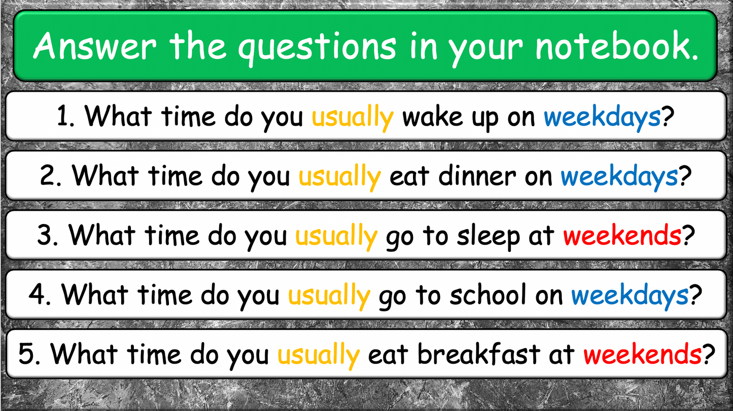 Grade 4 - ESL Lesson - Daily Routine / Time - PowerPoint Lesson