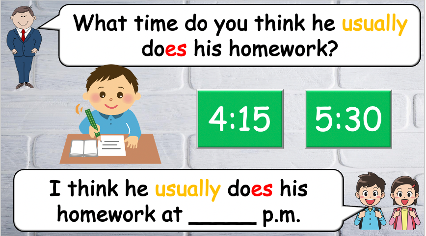 Grade 4 - ESL Lesson - Daily Routine / Time - PowerPoint Lesson