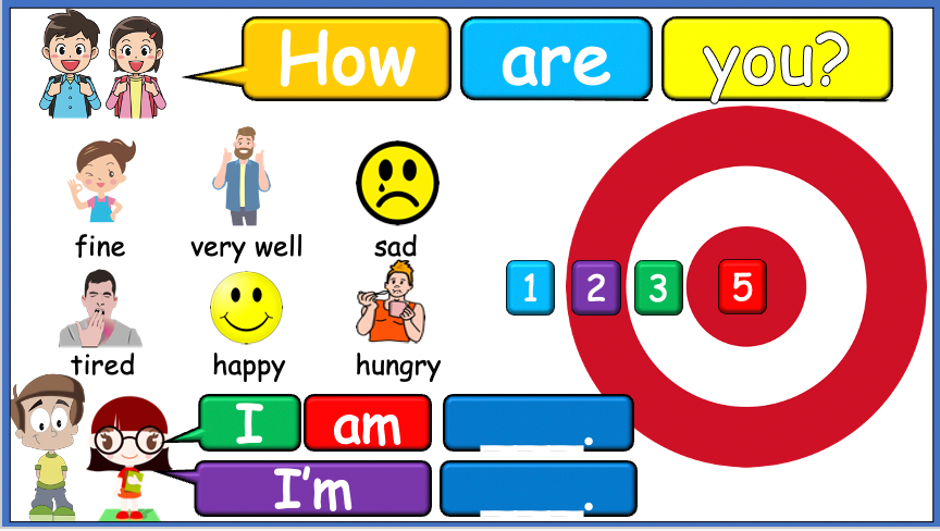 Grade 1-2 - ESL Lesson - First Day of School / How are you? Vocabulary Set 1 - PowerPoint Lesson