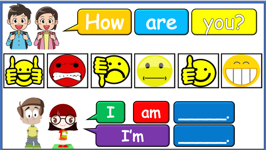 Grade 1-2 - ESL Lesson - First Day of School / How are you? Vocabulary Set 2 - PowerPoint Lesson