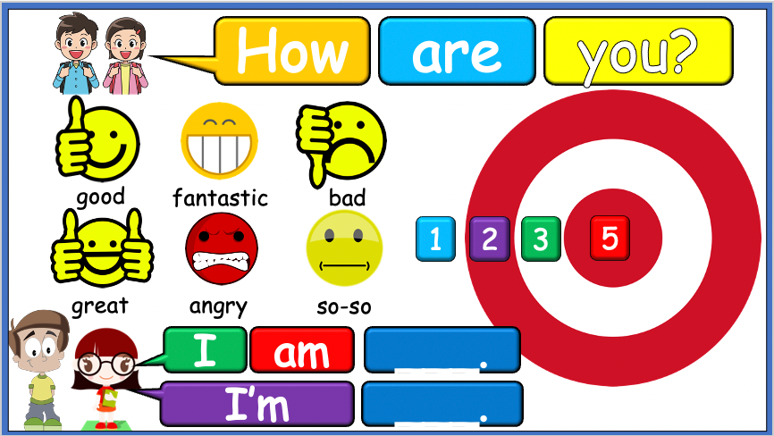 Grade 1-2 - ESL Lesson - First Day of School / How are you? Vocabulary Set 2 - PowerPoint Lesson