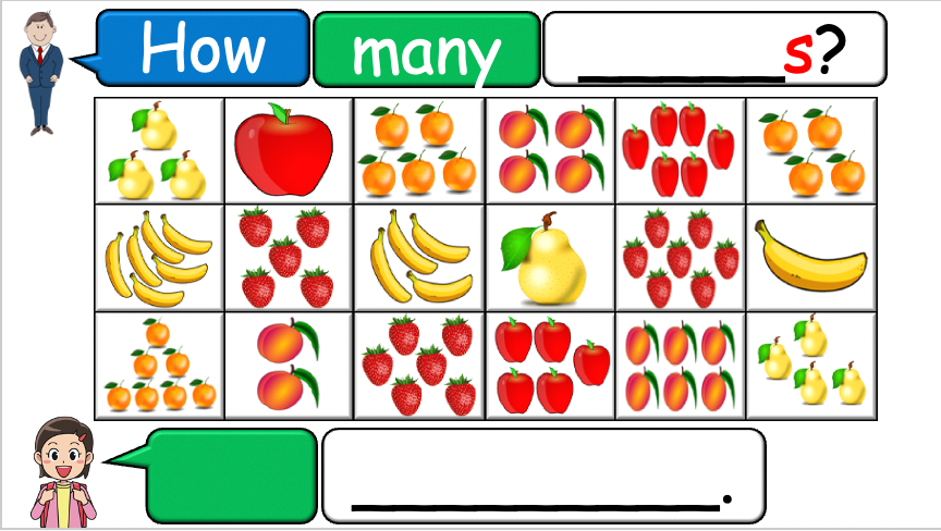 Grade 1-2 - ESL Lesson - How many? / Fruit (Plurals) - PowerPoint Lesson