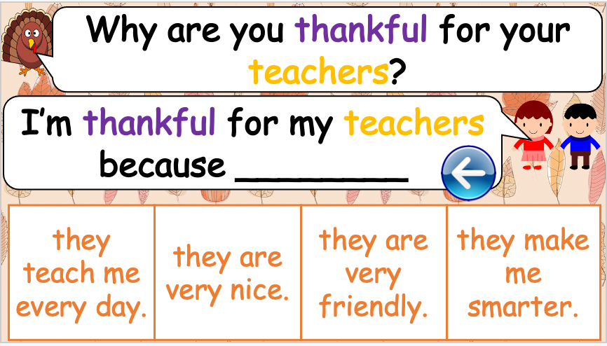 Grade 4 - ESL Lesson - Thanksgiving - PowerPoint Lesson