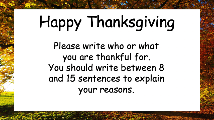 Grade 5-6 - ESL Lesson - Thanksgiving Lesson