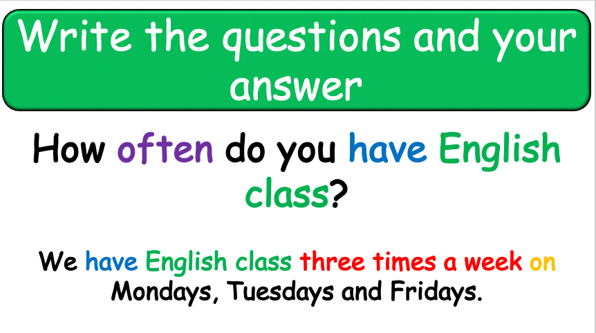 Grade 4-5 - ESL Lesson - School Subjects (Part 1) + How Often? - PowerPoint Lesson