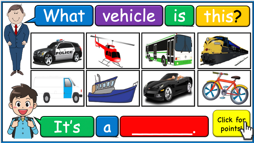 Grade 2 (or 1) - ESL Lesson - Vehicles - Part 1 - PowerPoint Lesson
