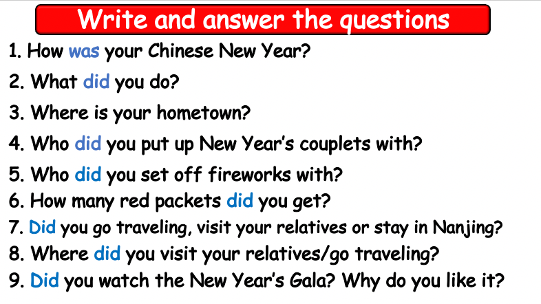 Grade 5-6 - ESL Lesson - What did you do this Chinese New Year - Part 1 - PowerPoint Lesson