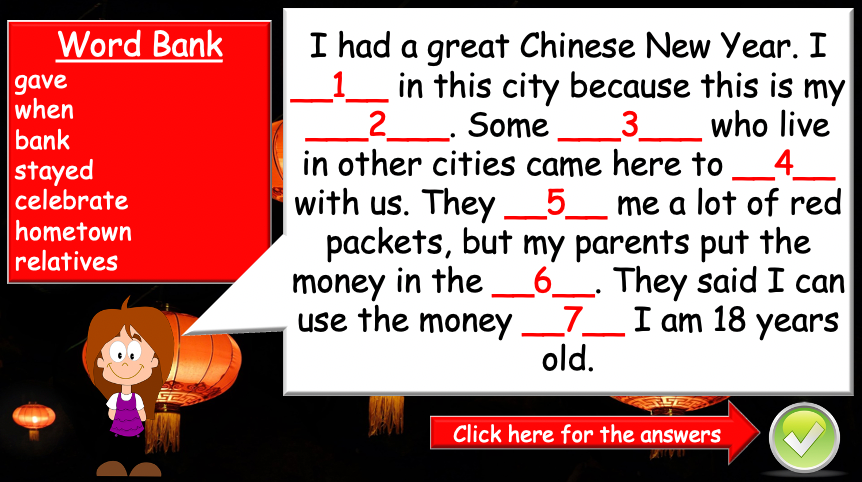 Grade 5-6 - ESL Lesson - What did you do this Chinese New Year? - Part 2 - PowerPoint Lesson