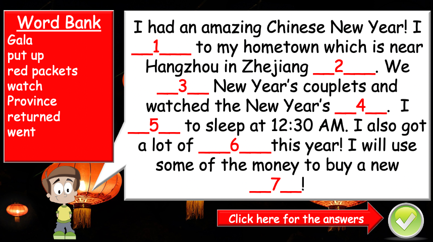Grade 5-6 - ESL Lesson - What did you do this Chinese New Year? - Part 2 - PowerPoint Lesson