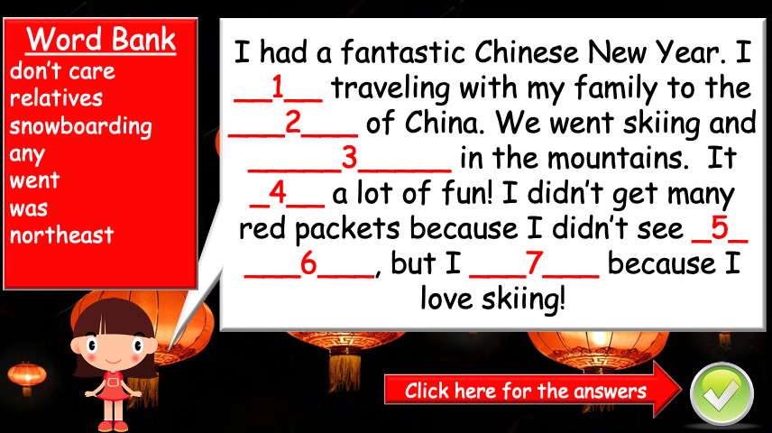 Grade 5-6 - ESL Lesson - What did you do this Chinese New Year? - Part 2 - PowerPoint Lesson