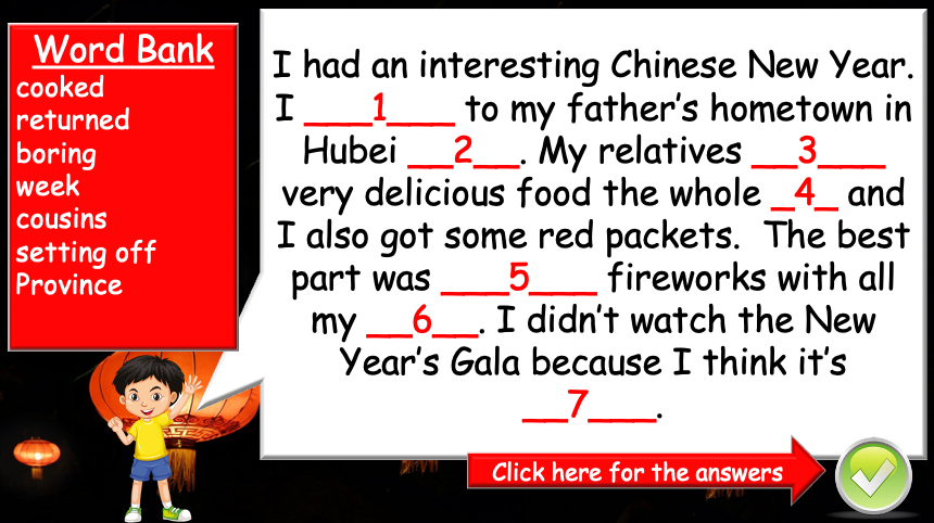 Grade 5-6 - ESL Lesson - What did you do this Chinese New Year? - Part 2 - PowerPoint Lesson