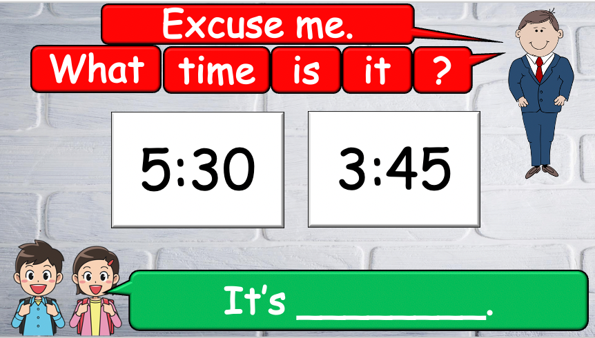 Grade 2-3 - ESL Lesson - What time is it? - PowerPoint Lesson