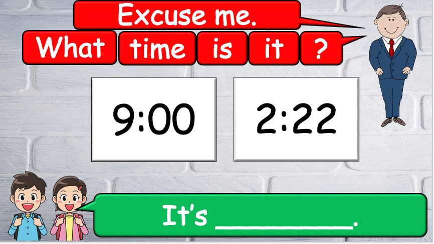 Grade 2-3 - ESL Lesson - What time is it? - PowerPoint Lesson