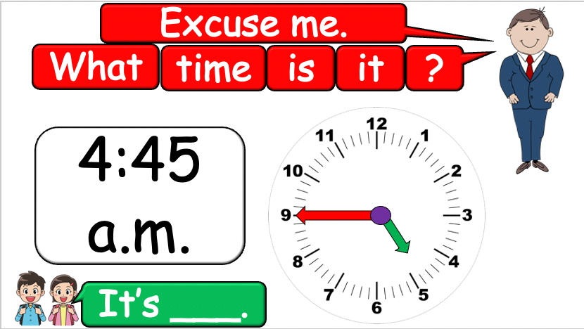 Grade 4 - ESL Lesson - What time is it? - Harder Version - PowerPoint Lesson