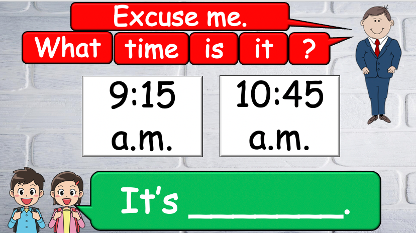 Grade 4 - ESL Lesson - What time is it? - Harder Version - PowerPoint Lesson