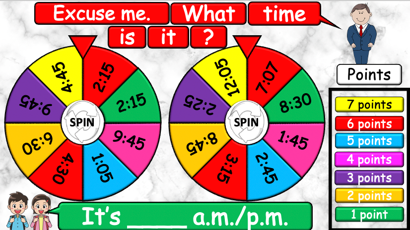 Grade 4 - ESL Lesson - What time is it? - Harder Version - PowerPoint Lesson