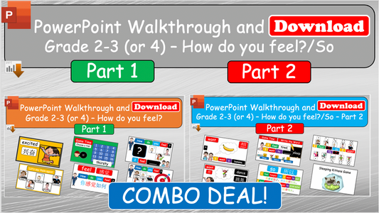 Grade 2-3 (or 4) - ESL Lesson - How do you feel? Part 1 and 2 COMBO Deal - 2 PowerPoints Lessons
