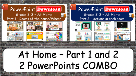 Grade 2-3 - ESL Lesson - At Home - Part 1 and 2 COMBO - 2 PowerPoints