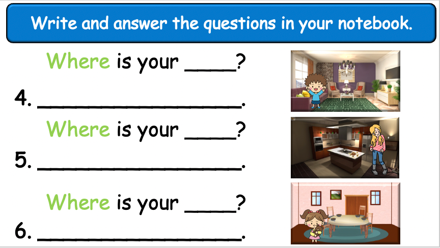 Grade 2-3 - ESL Lesson - At Home - Part 1 and 2 COMBO - 2 PowerPoints