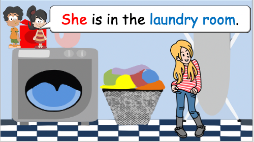 Grade 2-3 - ESL Lesson - At Home - Part 2 - Actions in each room