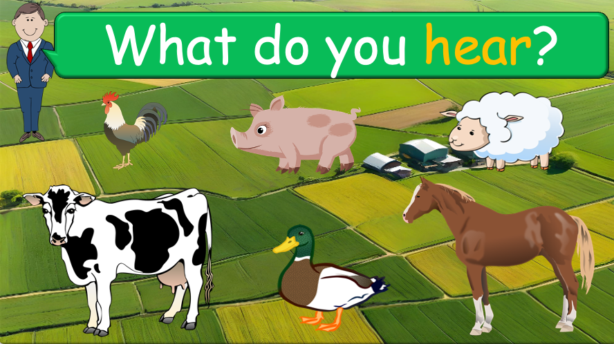 Grade 1-2 - ESL Lesson - On the Farm - Animal Sounds - PowerPoint Lesson