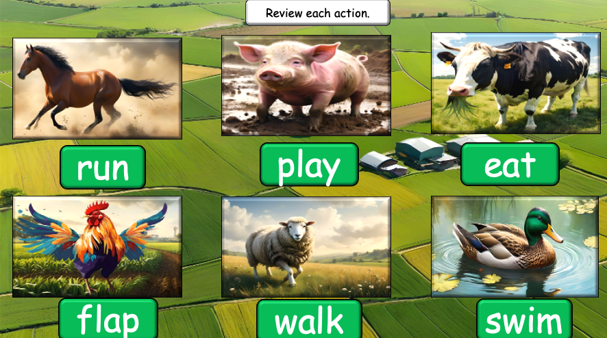Grade 1-3 - ESL Lesson - On the Farm - Verbs - Third Person Singular - PowerPoint Lesson