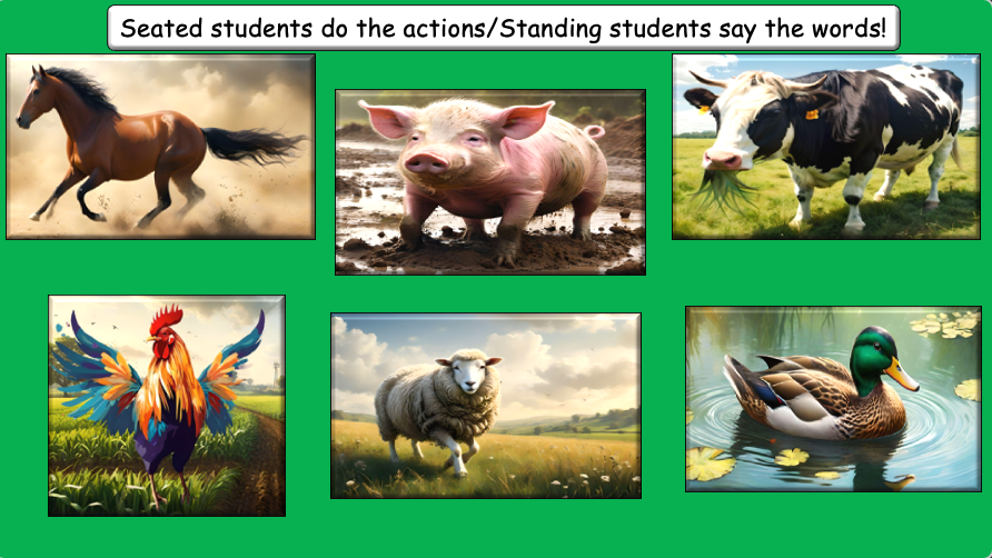 Grade 1-3 - ESL Lesson - On the Farm - Verbs - Third Person Singular - PowerPoint Lesson