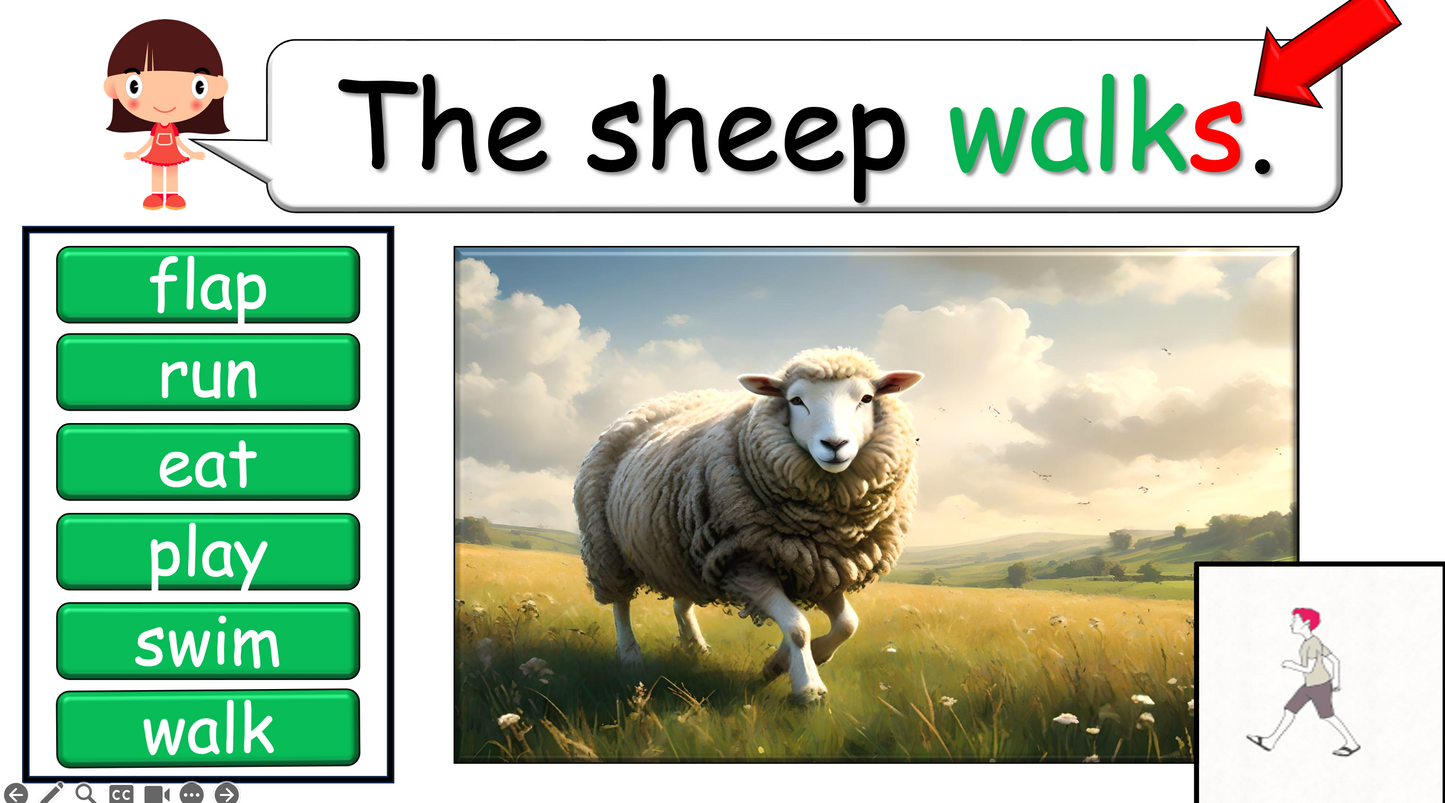 Grade 1-3 - ESL Lesson - On the Farm - Verbs - Third Person Singular - PowerPoint Lesson