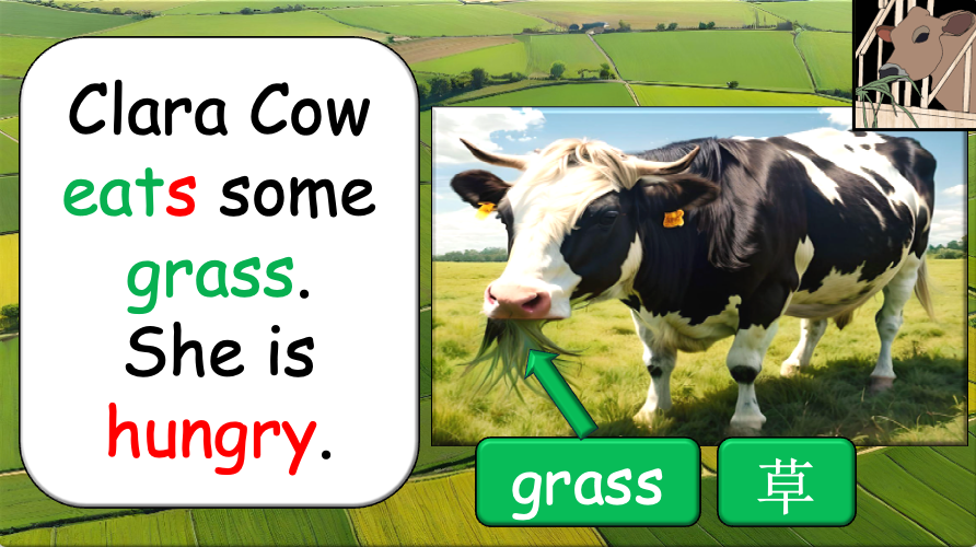 Grade 1-3 - ESL Lesson - On the Farm - Verbs - Third Person Singular - PowerPoint Lesson