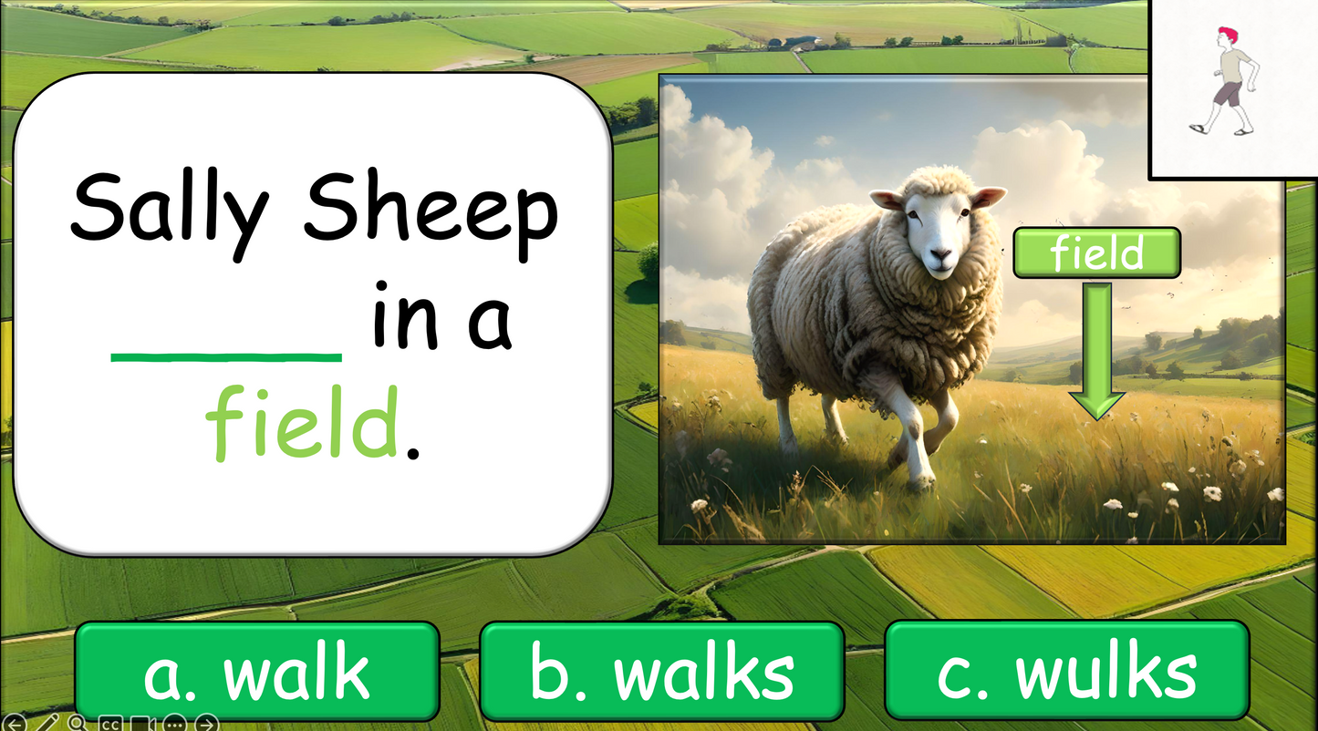 Grade 1-3 - ESL Lesson - On the Farm - Verbs - Third Person Singular - PowerPoint Lesson