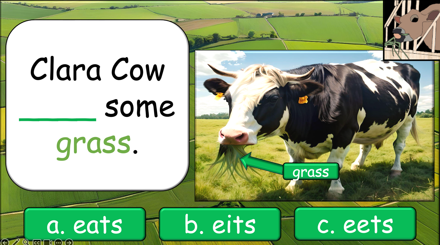 Grade 1-3 - ESL Lesson - On the Farm - Verbs - Third Person Singular - PowerPoint Lesson