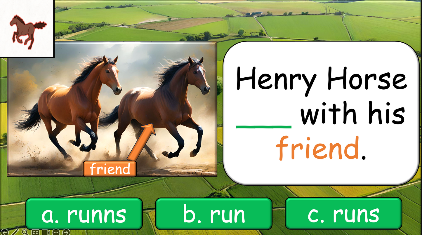 Grade 1-3 - ESL Lesson - On the Farm - Verbs - Third Person Singular - PowerPoint Lesson