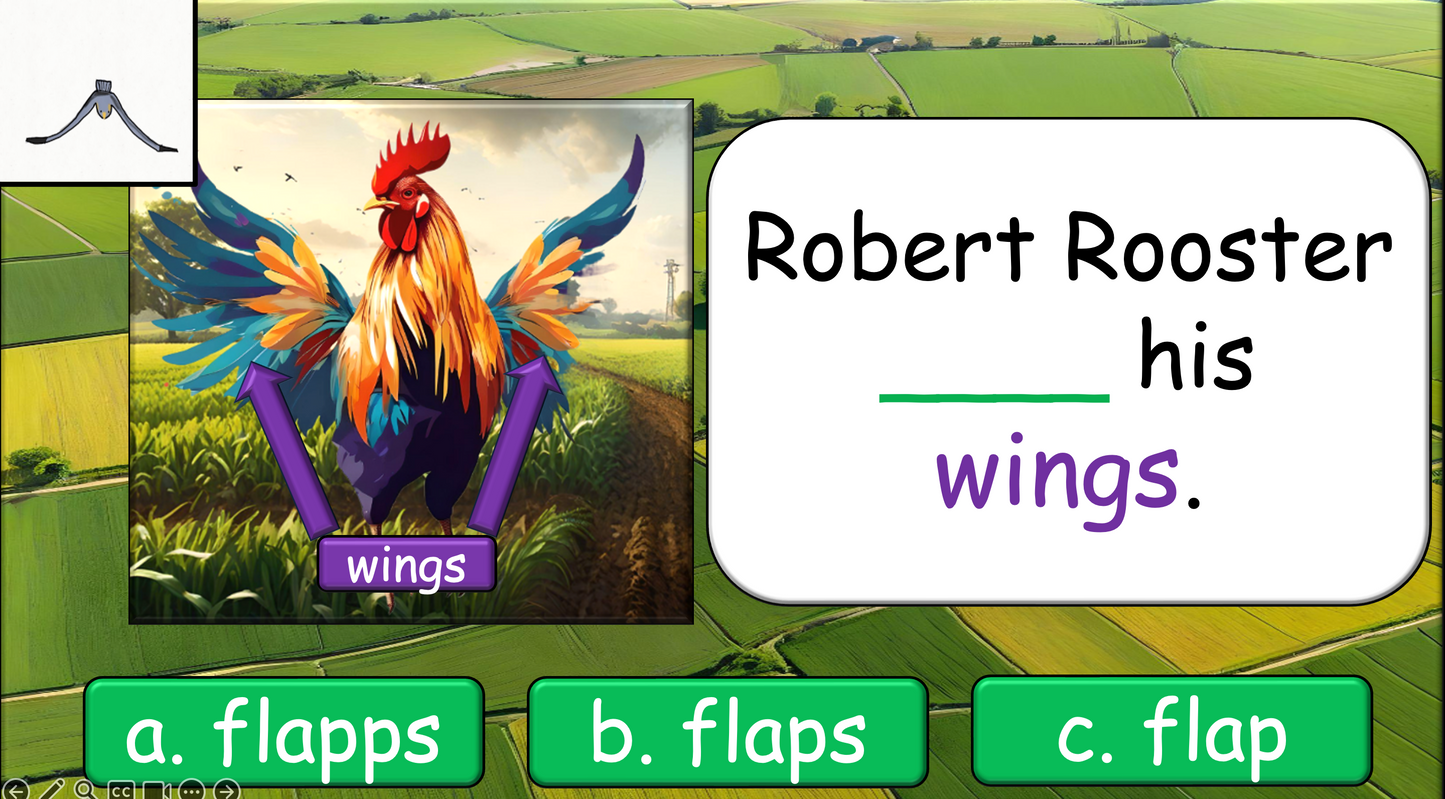 Grade 1-3 - ESL Lesson - On the Farm - Verbs - Third Person Singular - PowerPoint Lesson