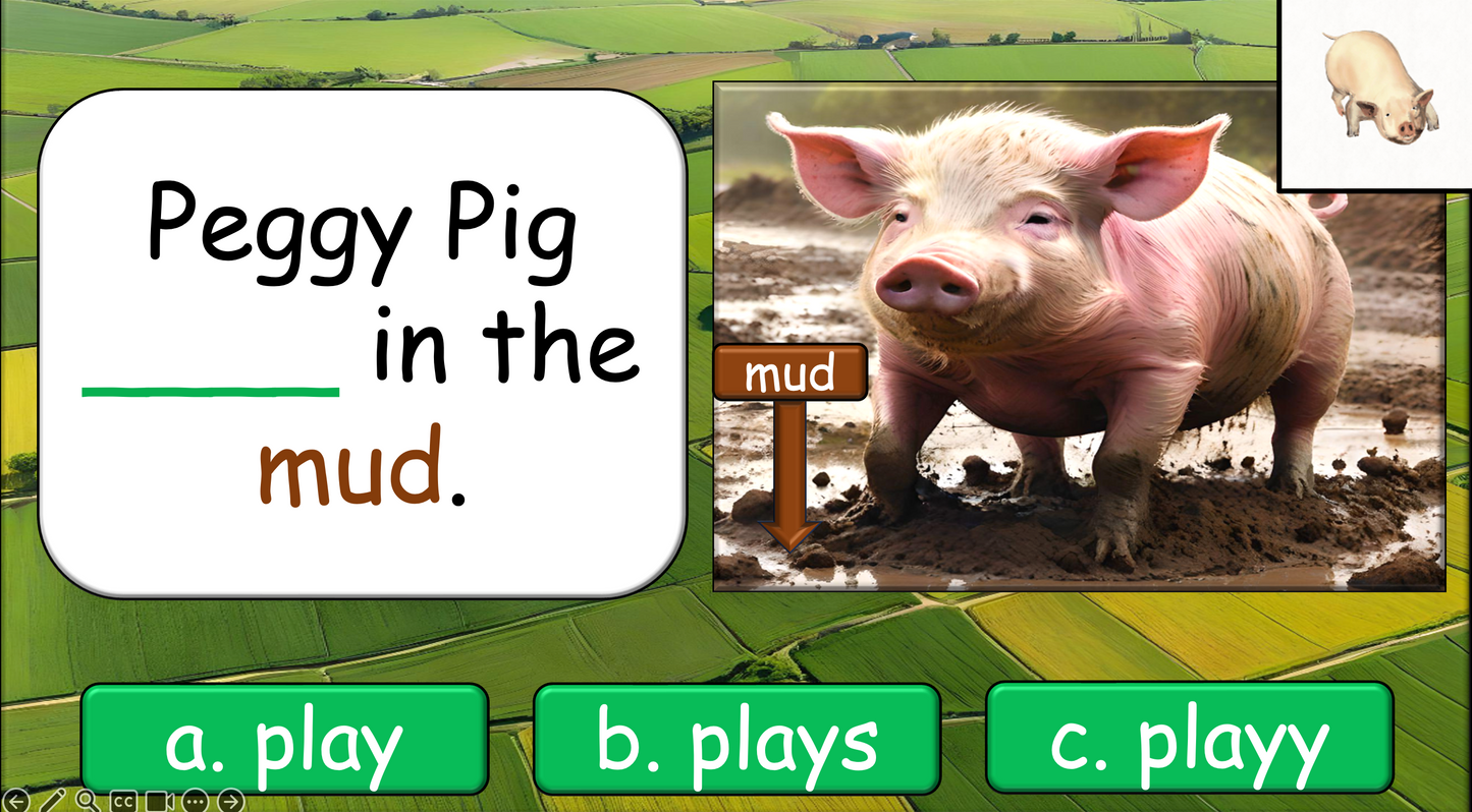 Grade 1-3 - ESL Lesson - On the Farm - Verbs - Third Person Singular - PowerPoint Lesson