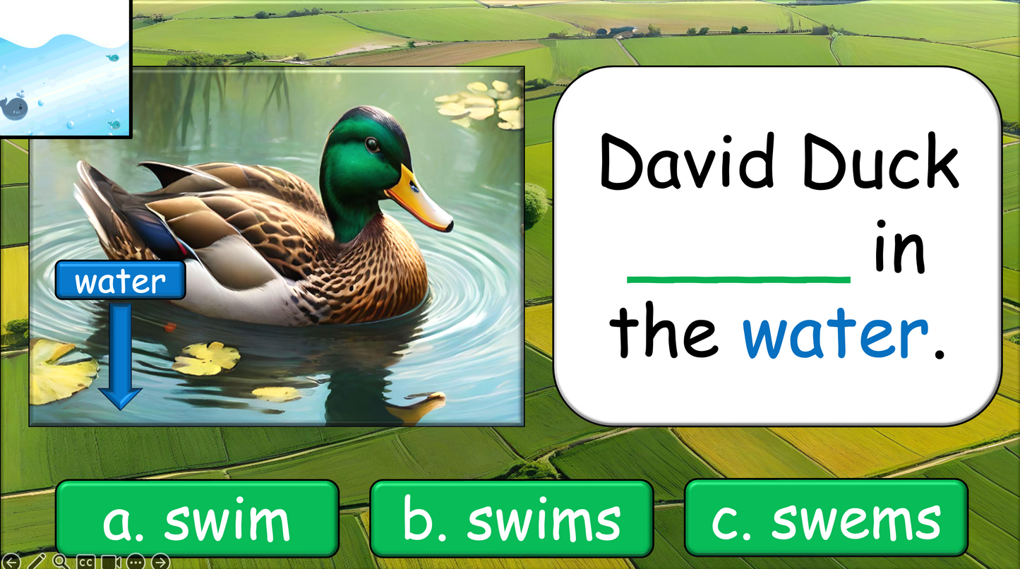 Grade 1-3 - ESL Lesson - On the Farm - Verbs - Third Person Singular - PowerPoint Lesson