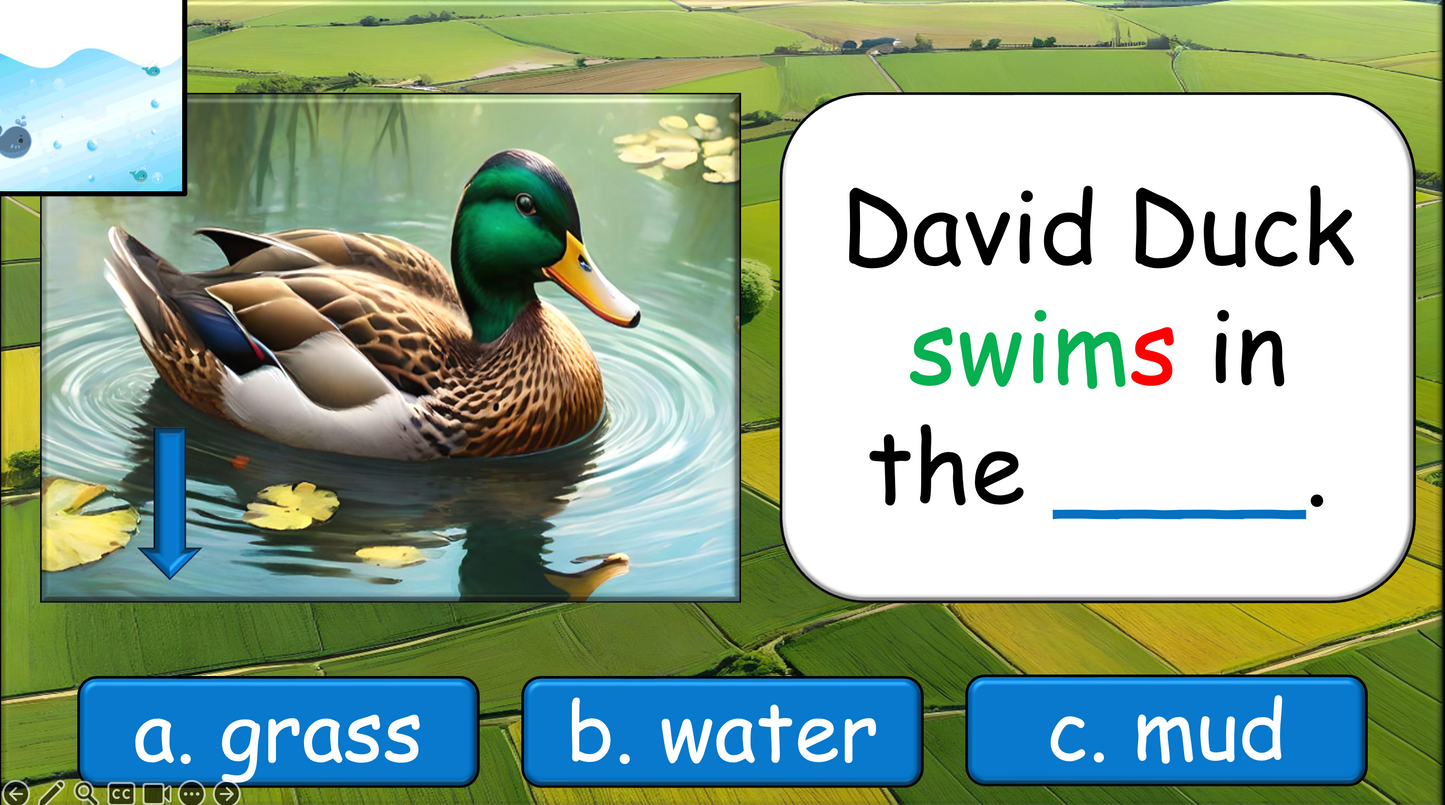 Grade 1-3 - ESL Lesson - On the Farm - Verbs - Third Person Singular - PowerPoint Lesson