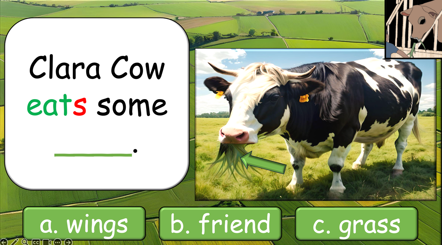 Grade 1-3 - ESL Lesson - On the Farm - Verbs - Third Person Singular - PowerPoint Lesson