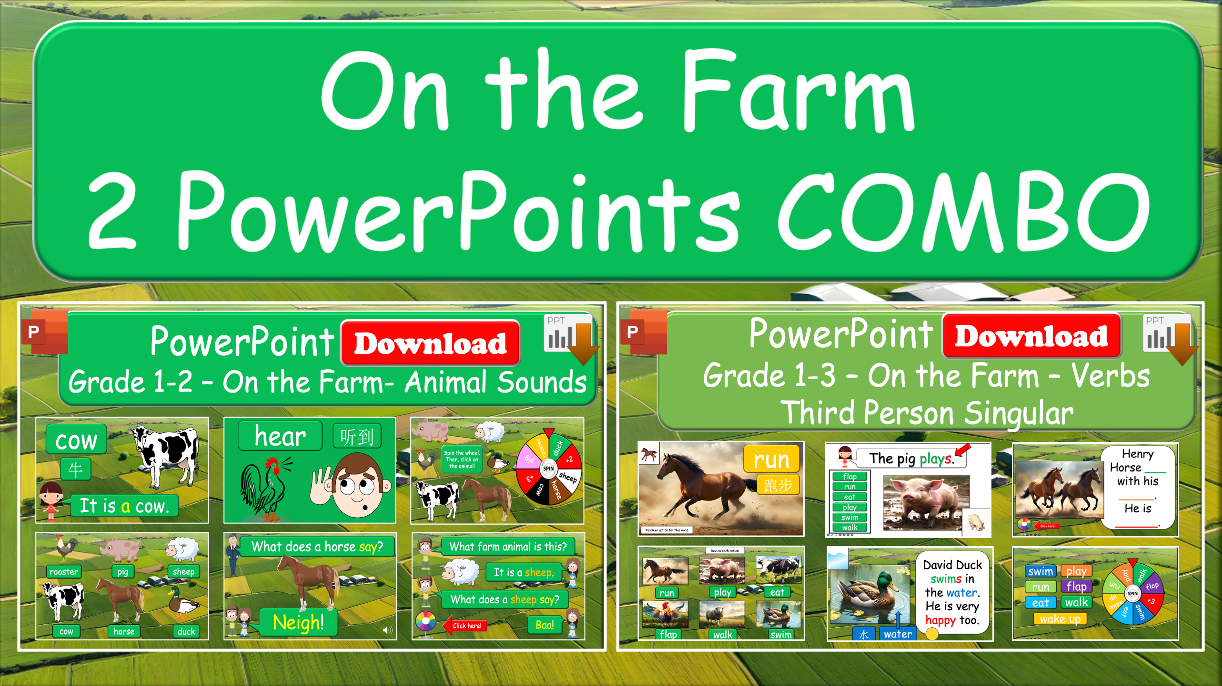 Grade 1-3 - On the Farm - 2 PowerPoint COMBO