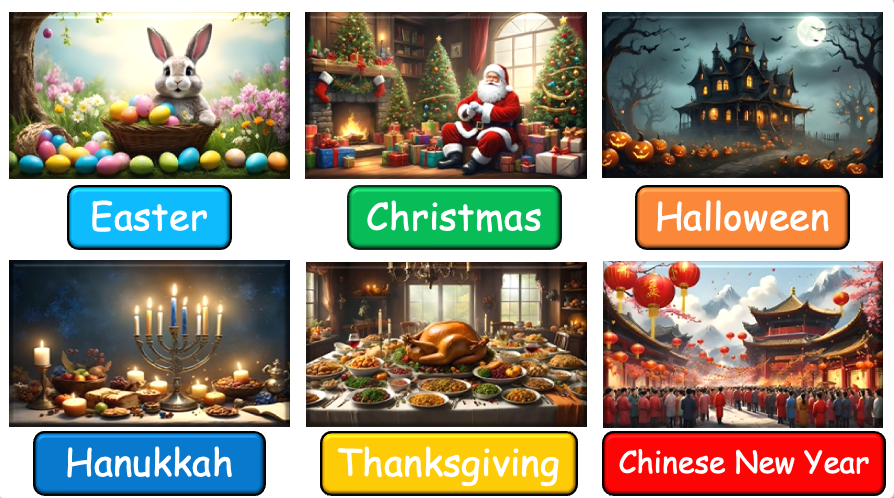 Grade 2-3 (or 1) - ESL Lesson - Festivals of the Year - Part 1 - PowerPoint Lesson