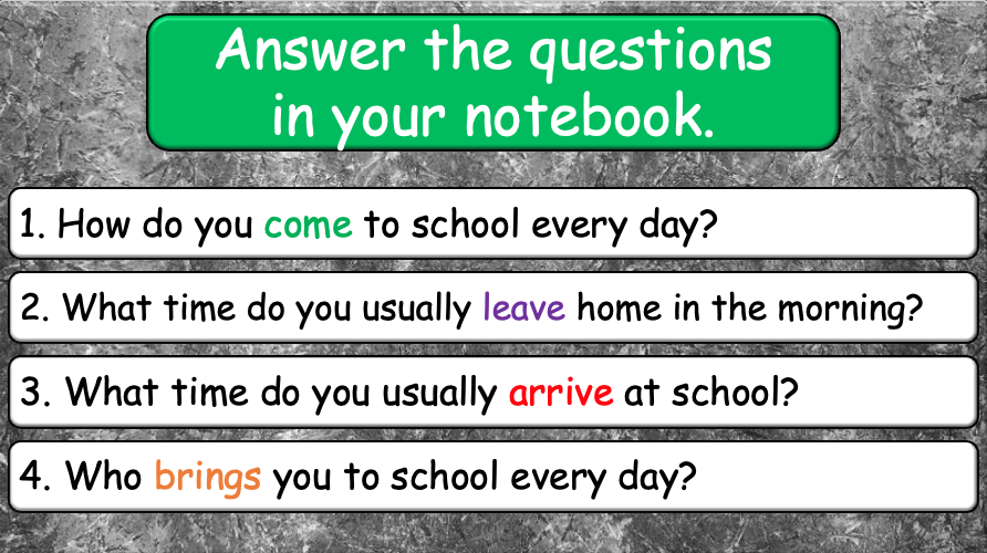 Grade 4 - ESL Lesson - How do you come to school? - PowerPoint Lesson