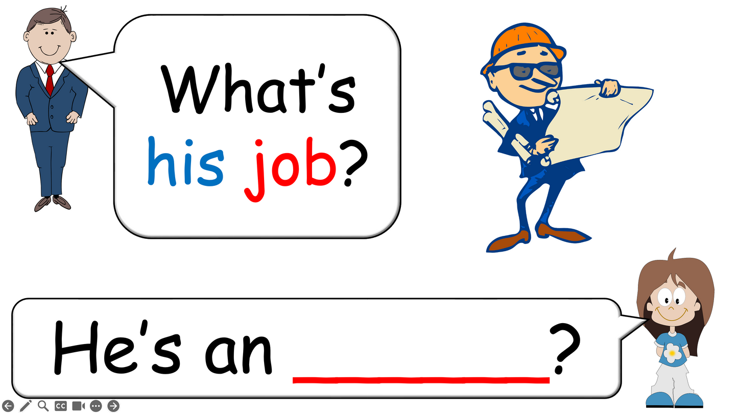 Grade 4-5 - ESL Lesson - Jobs - Part 1 - (his/her/their) - PowerPoint Lesson