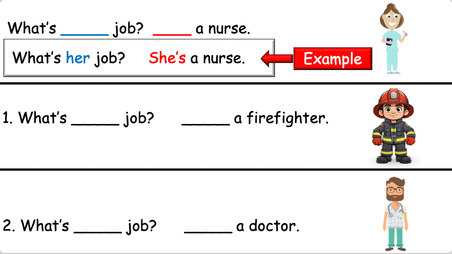 Grade 4-5 - ESL Lesson - Jobs - Part 1 - (his/her/their) - PowerPoint Lesson