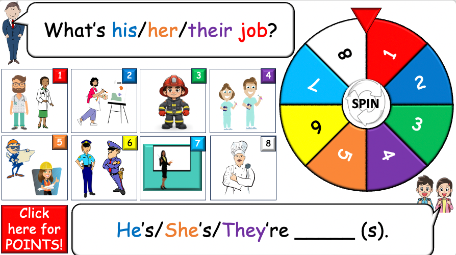 Grade 4-5 - ESL Lesson - Jobs - Part 1 - (his/her/their) - PowerPoint Lesson