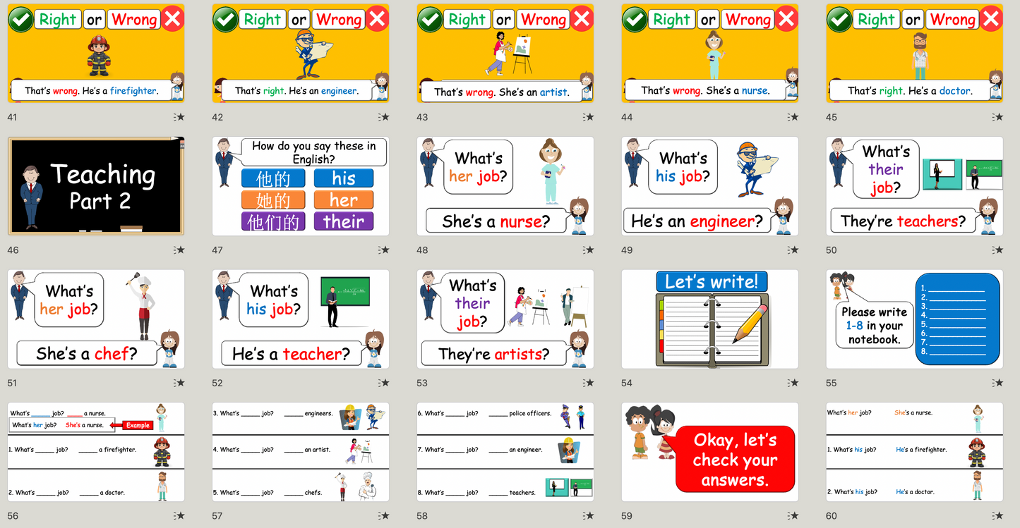 Grade 4-5 - ESL Lesson - Jobs - Part 1 - (his/her/their) - PowerPoint Lesson