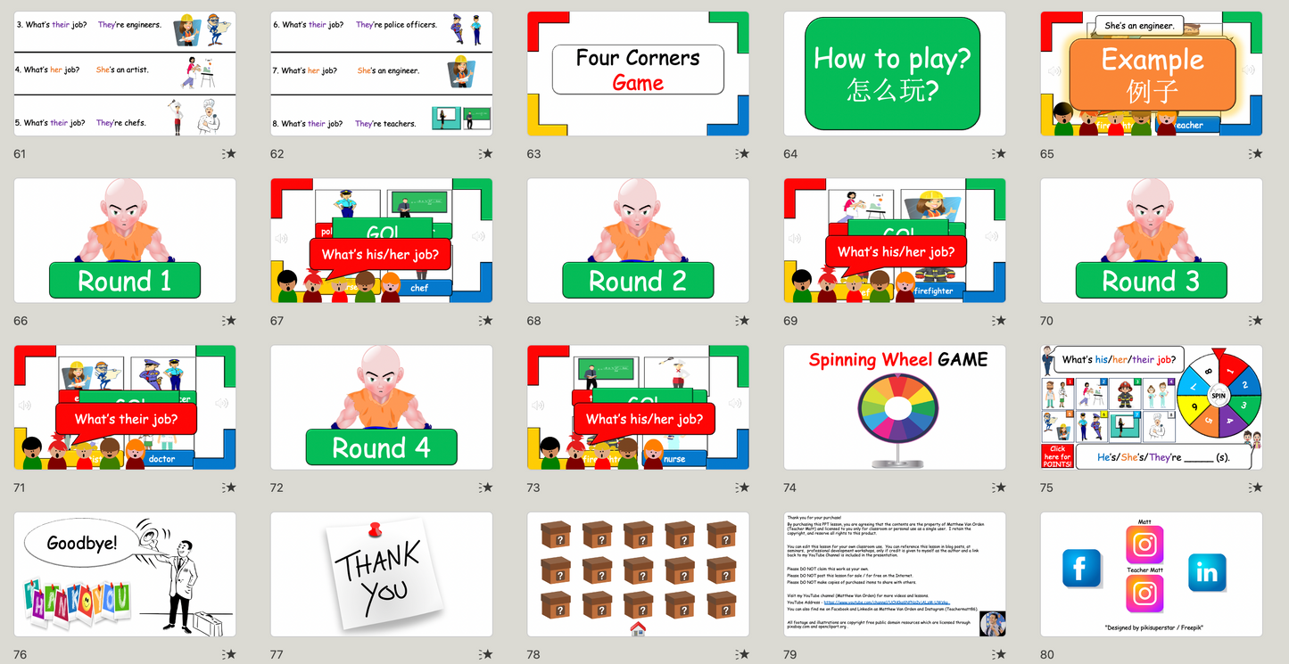 Grade 4-5 - ESL Lesson - Jobs - Part 1 - (his/her/their) - PowerPoint Lesson